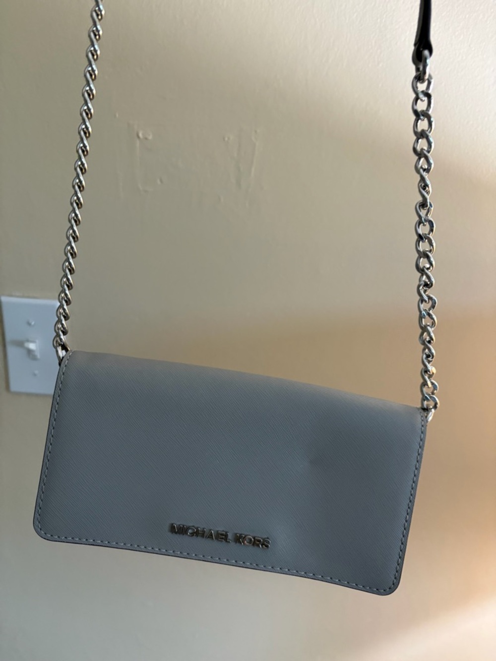 Michael Kors Grey Saffiano Chain Crossbody
